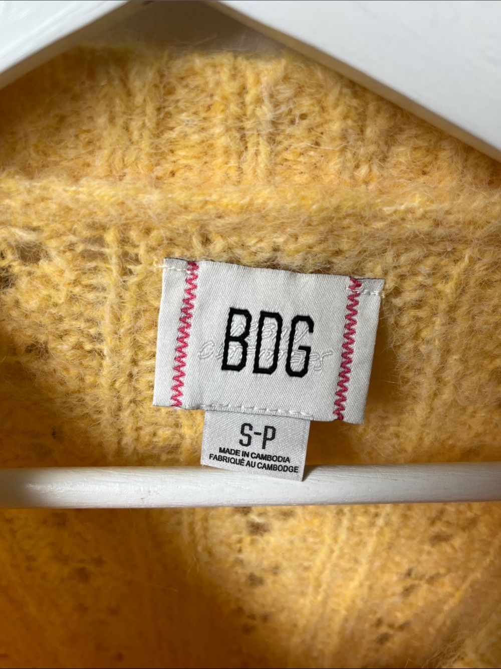 BDG Pale Yellow Openwork Knit Button Cardigan - Picture 2 of 2